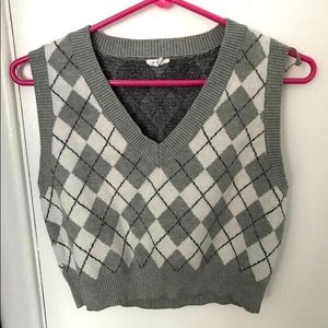 Grey argyle garage sweater vest